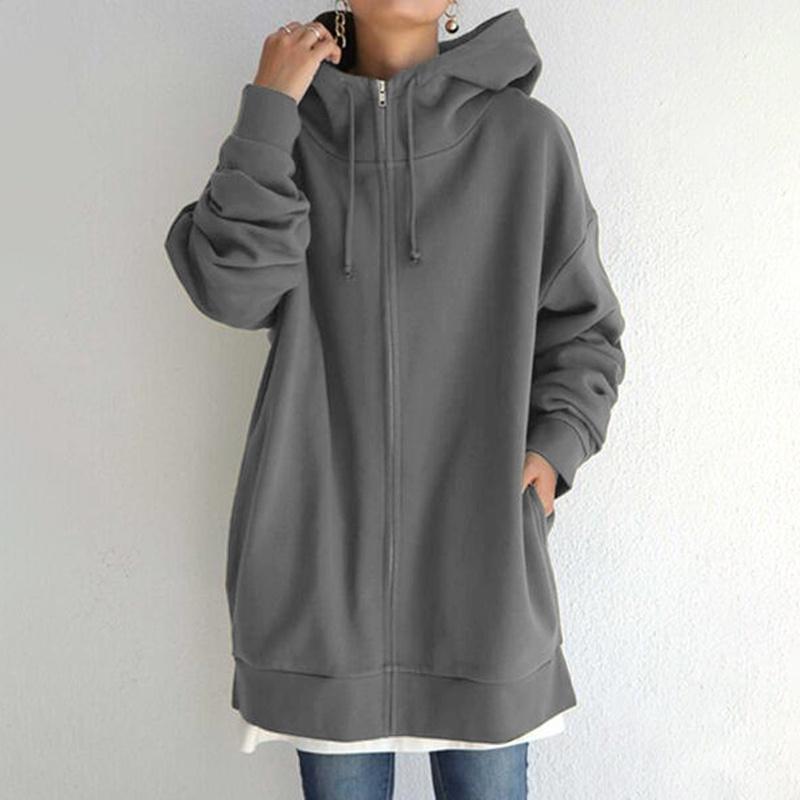 Женская зимняя теплая повседневная толстовка большого размера, туника, пальто, куртки с капюшоном, кардиган, свободная верхняя одежда