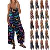 Женский комбинезон с принтом, повседневный свободный комбинезон с регулируемыми подтяжками