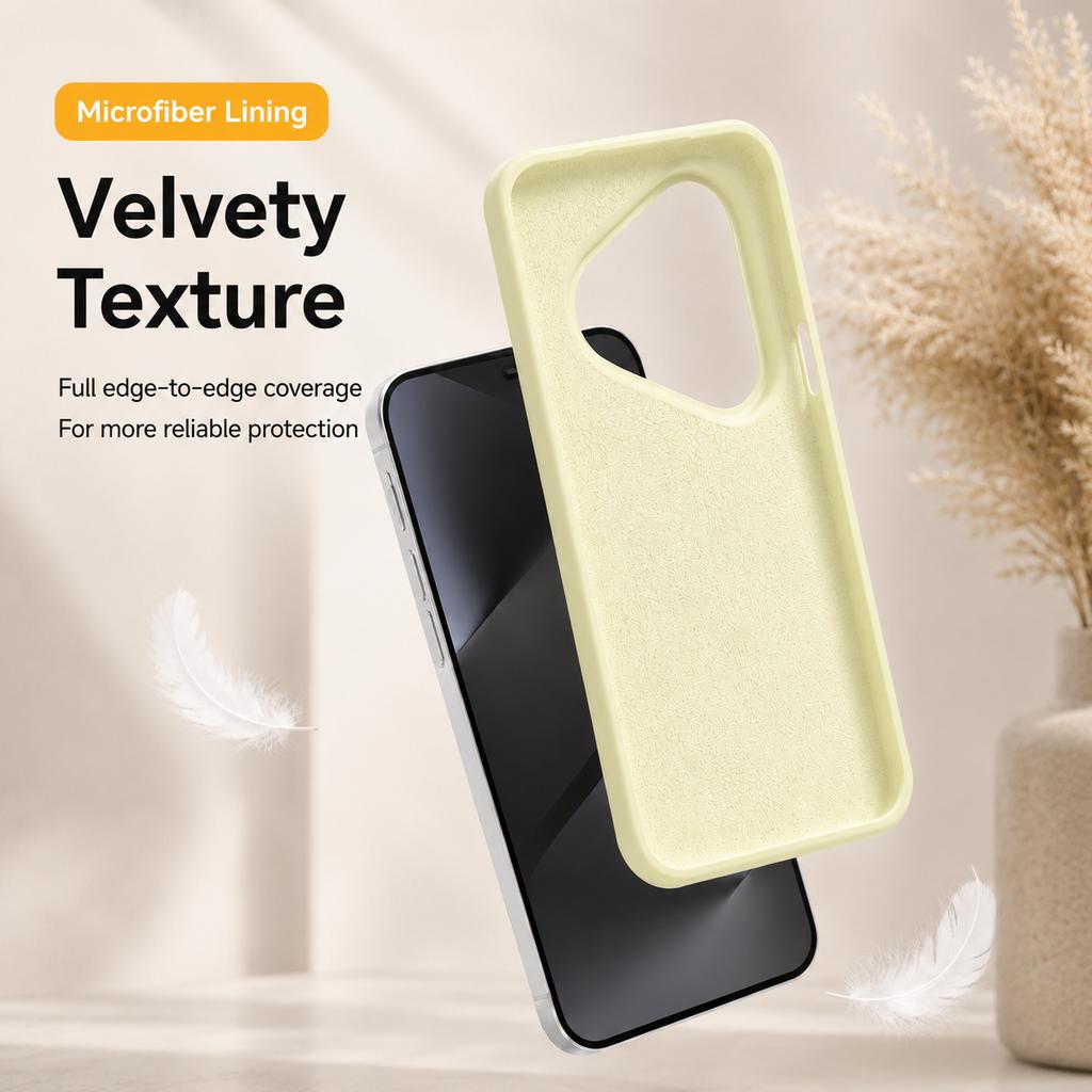 Soft-Touch Liquid Silicone Phone Case with Magnetic Ring for Huawei Pura 70 Pro-yellow