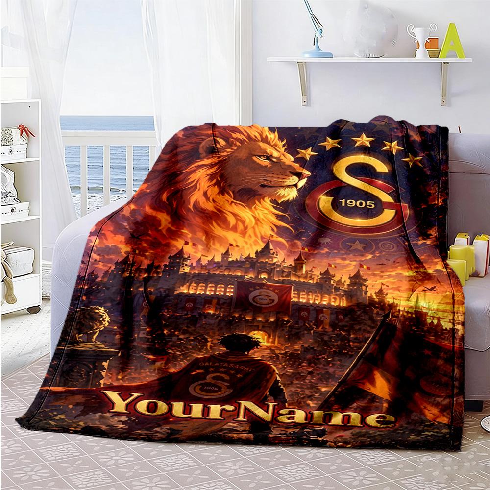 Galatasaray Personalized Text Blanket Multipurpose Customizable Blanket Soft Warm Cozy Versatile For Nap Office Chair Office Couch Allseason Use
