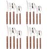 5/20Pcs Imitative Wood Silver Dinnerware Set Western Knife Fork Spoons Set Mirror Stainless Steel Cutlery Kitchen Silverware Set