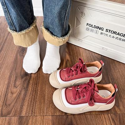 Британский стиль платформа одинарная обувь женская верхняя 2025 весна взрыв мода универсальная плоская шнуровка женская обувь спортивная и повседневная обувь