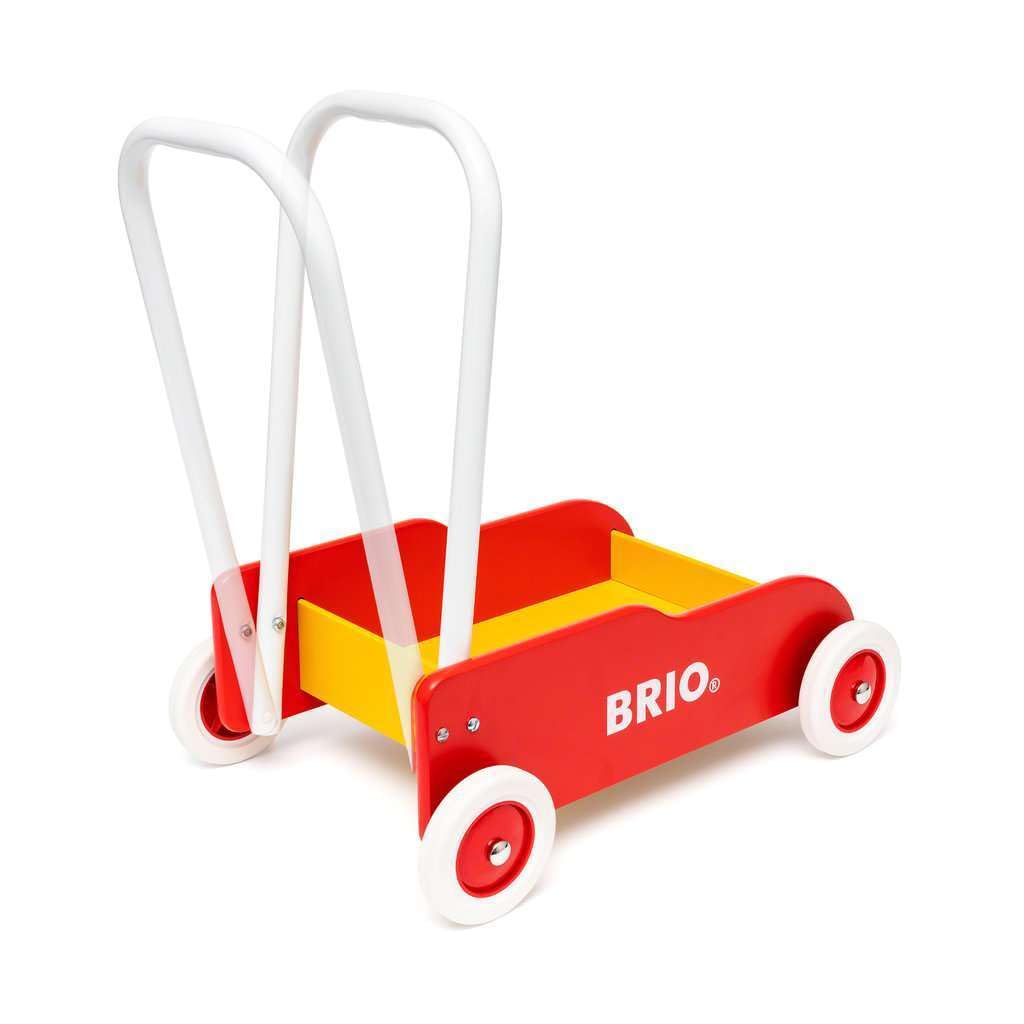 Красная тележка-ходунки BRIO 31350, для детей от 9 месяцев. [Игрушка, Деревянная игрушка, Подарок (День рождения/Рождество)]