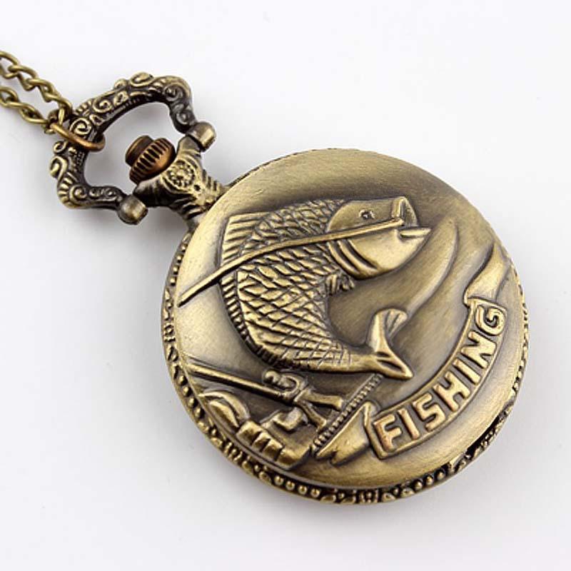 Men's Classic Steampunk Roman Dial Carp Men Pocket Watch with Chain