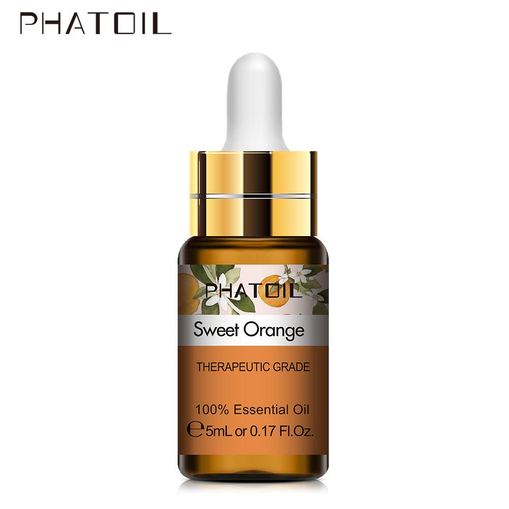 PHATOIL 5ML Rose Jasmine Lavender Plant Essential Oil with Dropper Purify the Air Bactericide Spa Body Care Vanilla Eucalyptus Tea Tree Oil