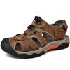 Мужские кожаные сандалии для отдыха на природе большого размера, летние повседневные мужские пляжные туфли для отдыха, модные нескользящие сандалии для отдыха на природе