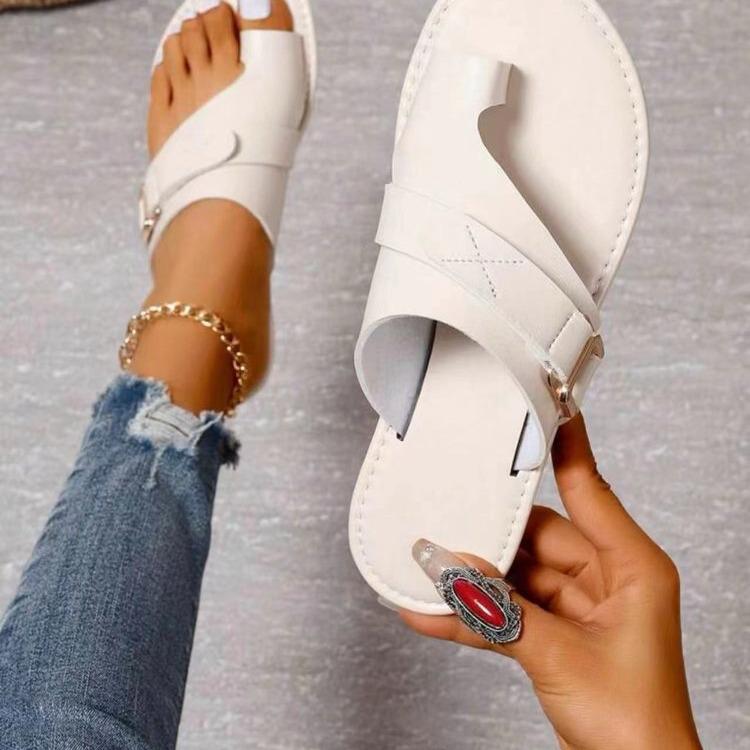 Summer 2024 Plus Size Women's Toe Cover Casual Sandals & Slippers