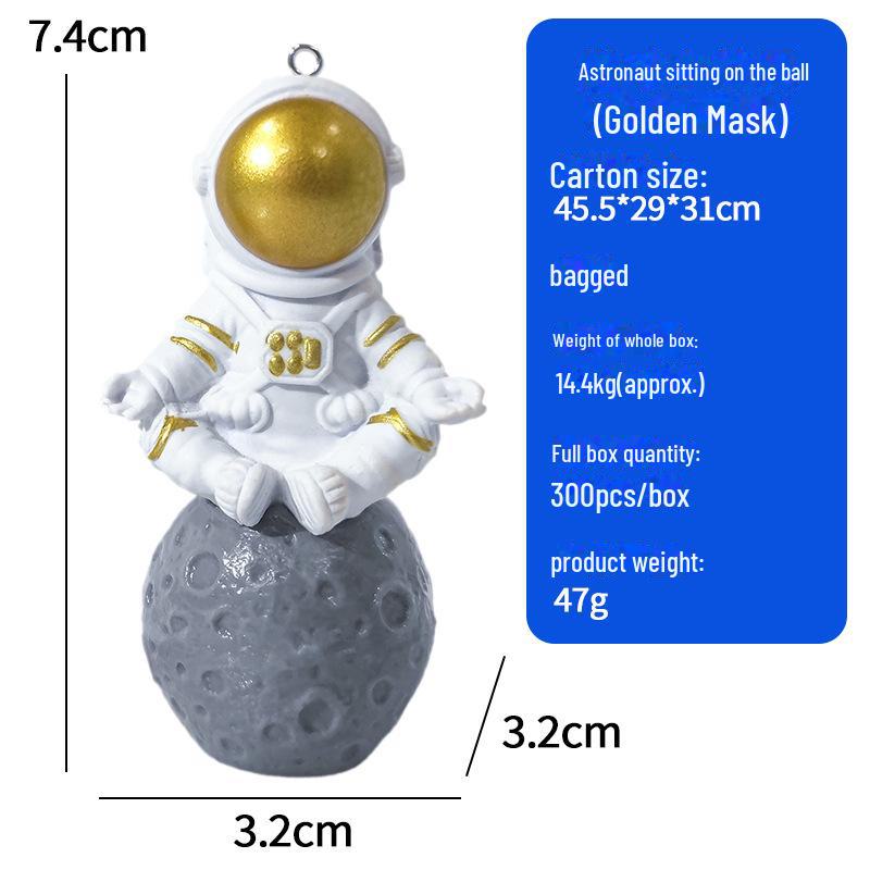 Golden Blue Astronaut Moon Ornament: Creative Space-Themed Decoration and Graduation Gift