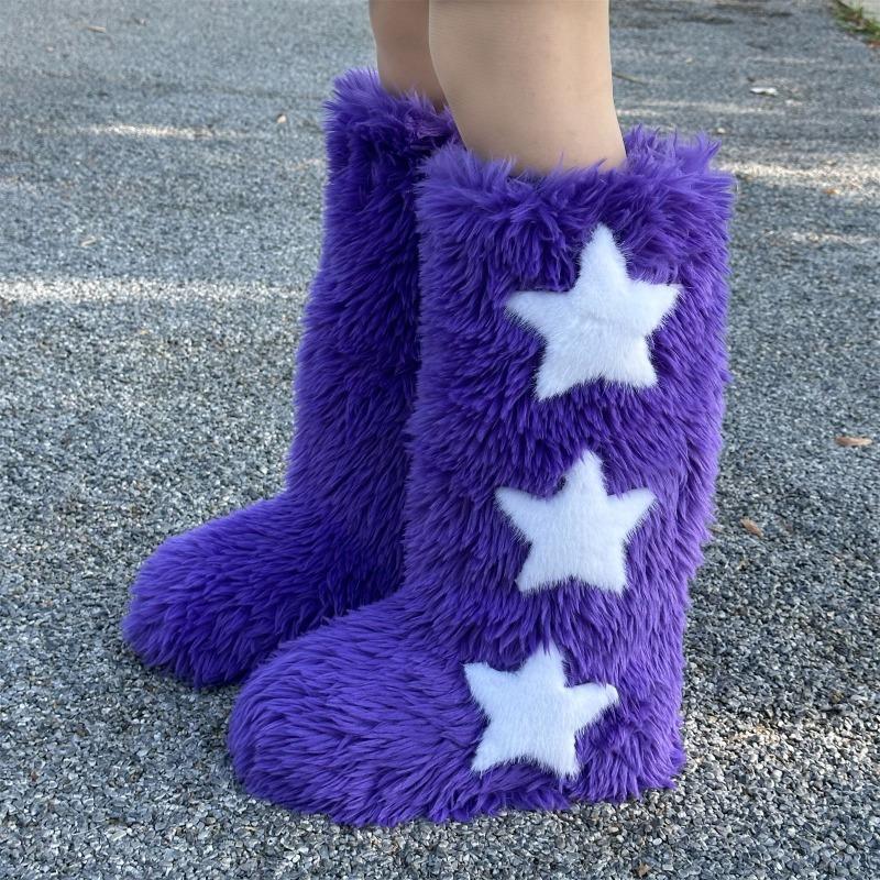 Трансграничные новые сапоги-чулки с длинным голенищем, женские зимние высокие сапоги для снега, сапоги Spice girl, бархатные сапоги Y2K с мехом