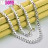925 Sterling Silver 4mm Round Box Chain Necklace Jewelry