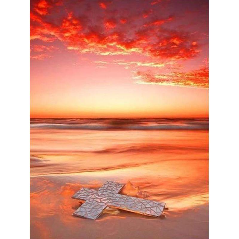 Алмазная картина «Закат на берегу моря» Картина со стразами Алмазная вышивка Полный квадратный комплект бусин Алмазная мозаика Home Dec