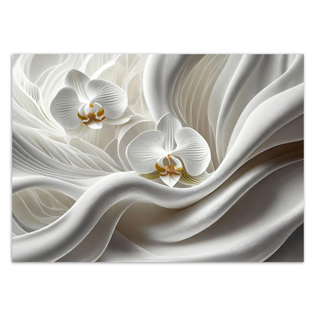 Обои Белая орхидея и 3D абстракция
