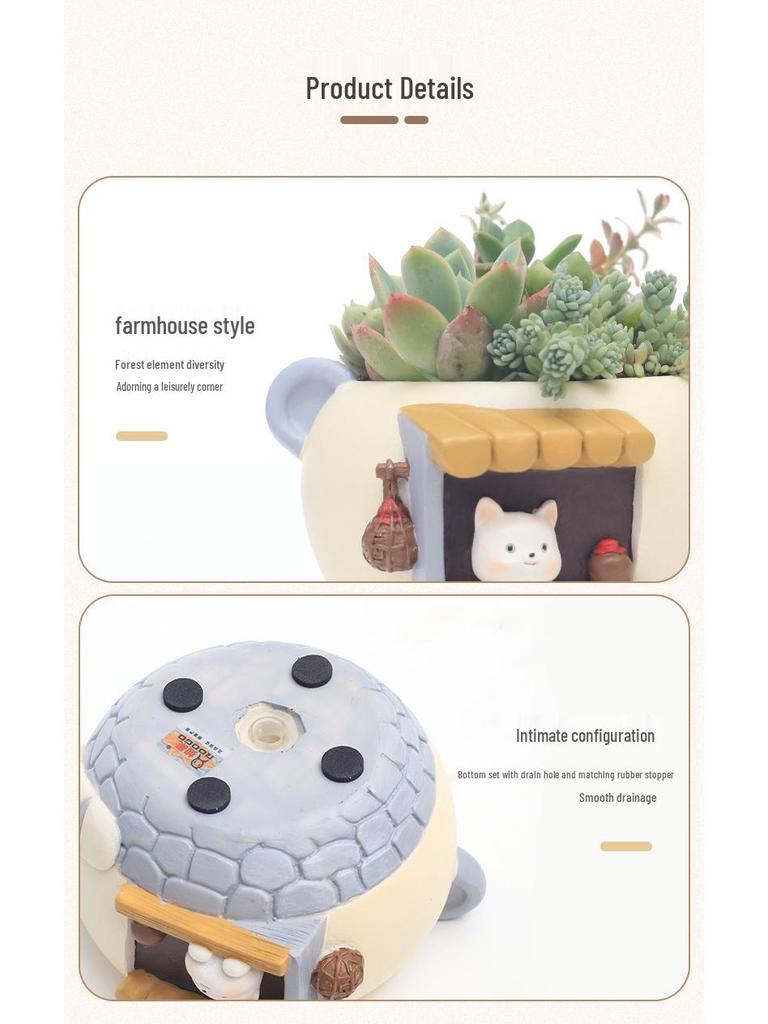 Cartoon Resin Bonsai & Succulent Flower Pots for Home Decor