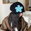 Korean Style Beanie Hat Flower Patch Ear Warmer Sweet Cold-proof Skullcaps  Autumn Winter
