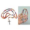 Catholic Colorful Flower Beads Rosary Necklace with Crosses Pendant Religious Chain for Prayer Jewelry and Daily Wear