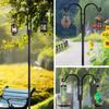 Outdoor Double Shepherd Hooks, 1 Piece 76-Inch Bird Feeder Pole with 5 Claw Base, Heavy Duty Garden Hooks for Hanging Plants, Hummingbird Feeders
