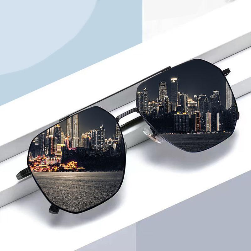 Non-polarized Fashion Leisure Sunglasses for Men and Women Classic Metal Frame Polygon Driving Sunglasses