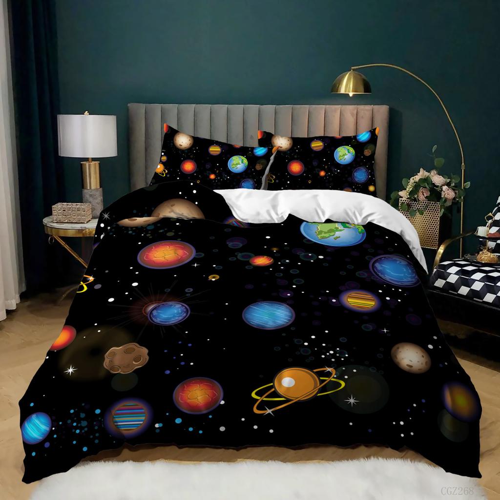Комплекты постельного белья Galaxy Space для детей, размеры Full/Queen/King, синие комплекты пододеяльников со звездами и вселенной для мальчиков, девочек, подростков, для спальни