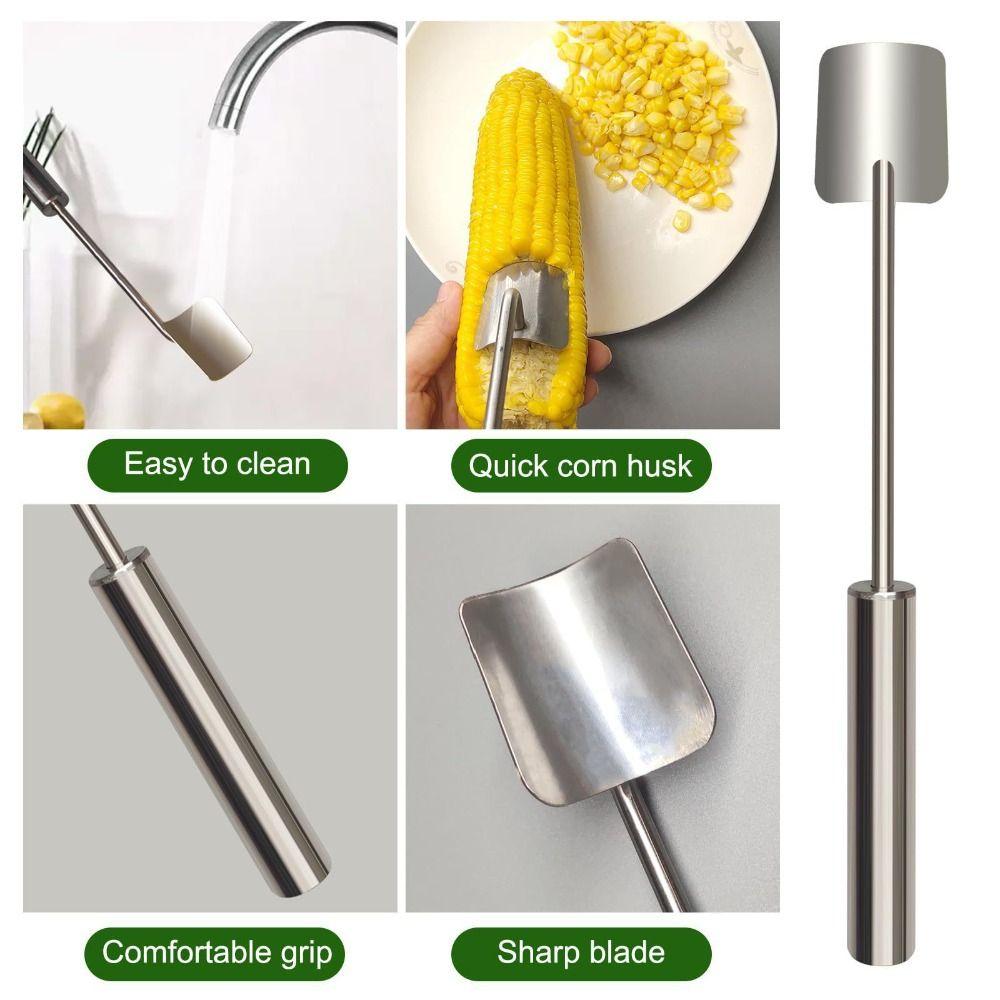 Stainless Steel Corn Cob Peeler with Ergonomic Handle Corn Kernel Removing Durable Corn Stripper