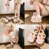 Velcro Outer Cotton Shoes, Thickened with Velvet, Warm Non-slip Flat Shoes Women Cute Cartoon Zapatos Mujer Chaussure Femme