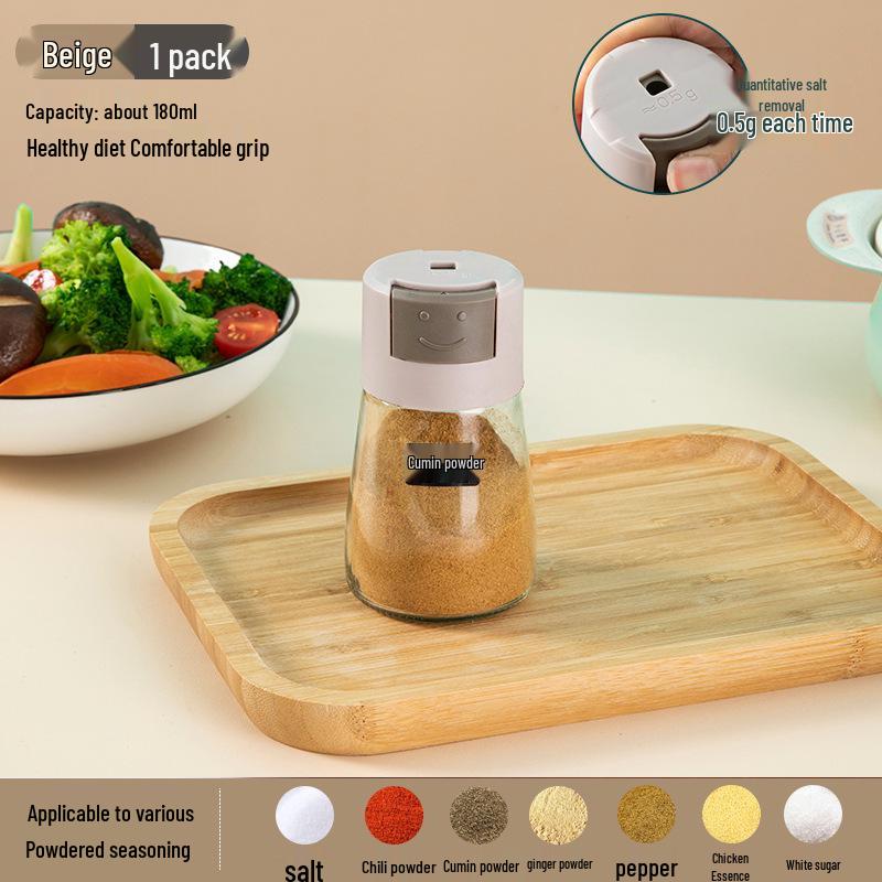 Press-Type Salt Control Glass Spice Jar - Moisture-Proof, Sealed, Ideal for BBQ & Kitchen