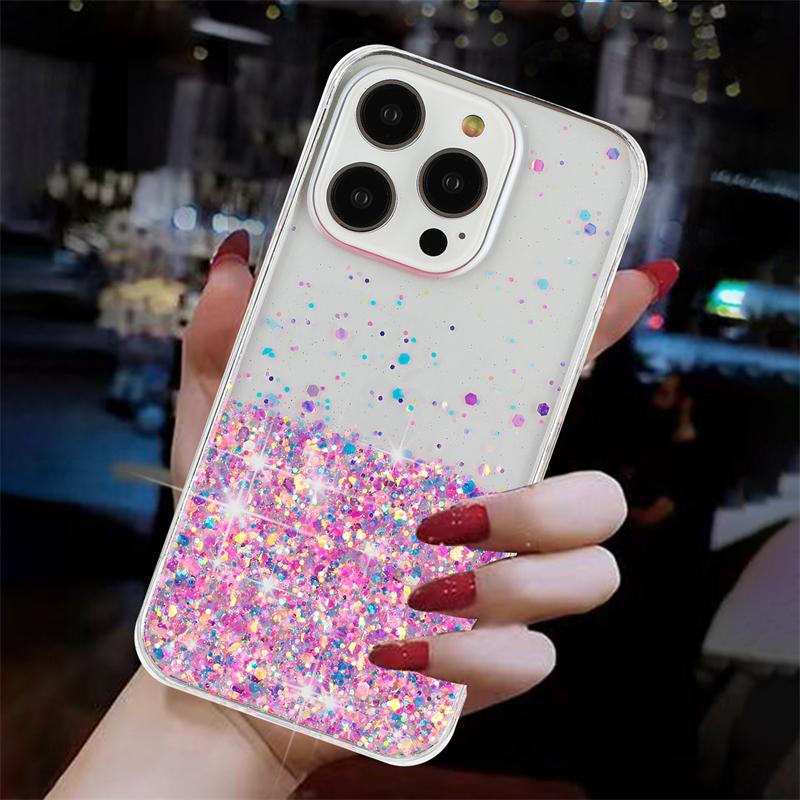 Мягкий чехол из ТПУ с блестками и свечением в темноте для IPhone Air 17 16 15 13 12 11 Pro Max 14 Plus 17Pro 16Pro I Phone Жидкий чехол с блестками