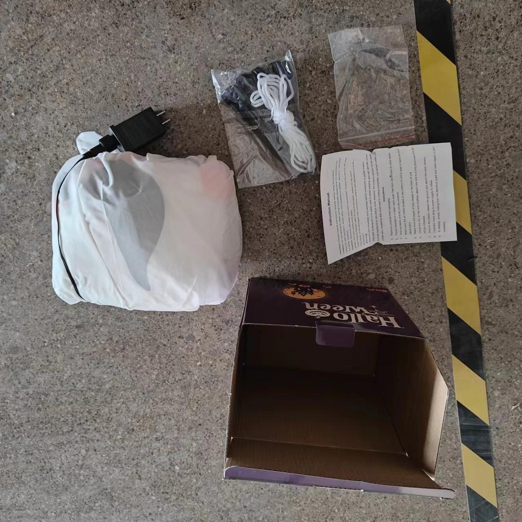 5.9FT Glowing White Ghost Pumpkin Inflatables Halloween Outdoor Decoration Blow Up Three Ghost