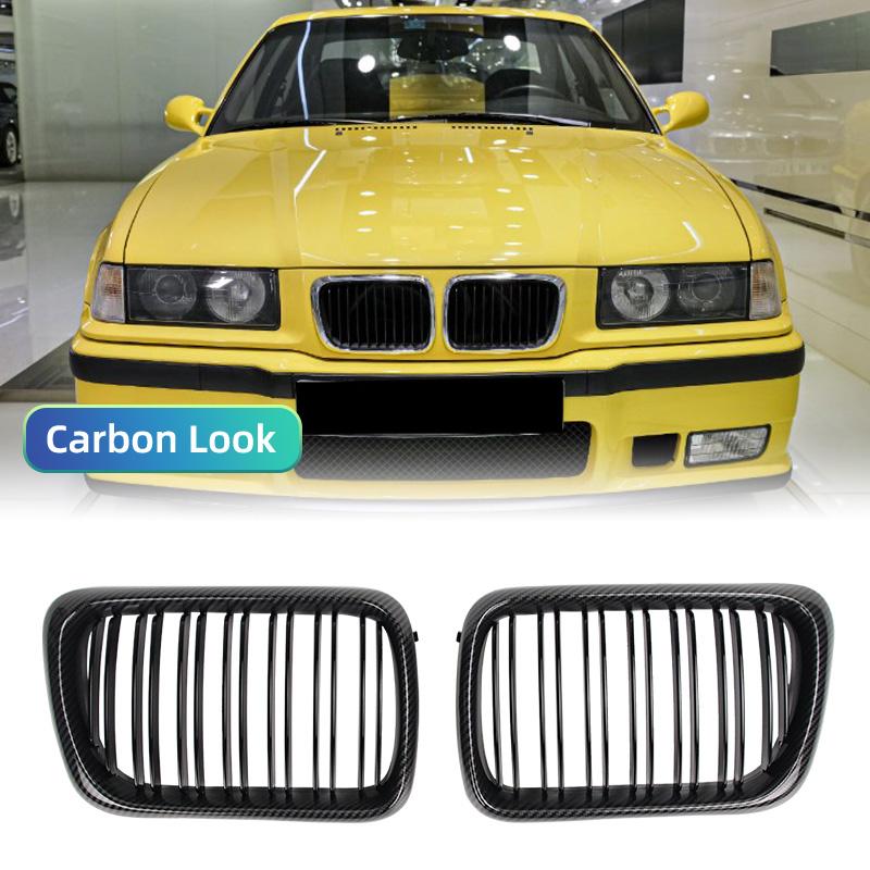 2-piece double-line style front grille for BMW E36 LCI 1997-1999 M3 double-bar upper grille