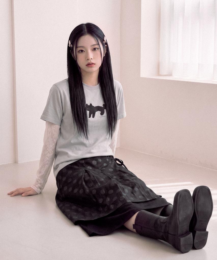 The Green Lab Dot Wrap Skirt [Black]