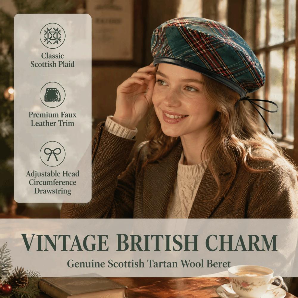 Y2K Tartan Plaid Beret Drawstring Artist Hat Fashion Newsboy Cap Girl