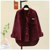 Autumn Thick Corduroy Long-sleeved Shirt Women's Korean Fashion Loose Casual Mid-length Cardigan Shirt