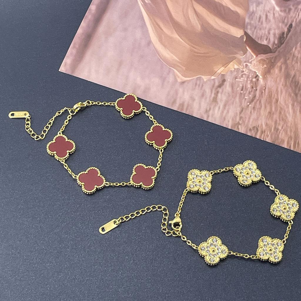 Браслет 15 мм, одна сторона полностью усыпана бриллиантами, другая сторона инкрустирована ракушками, браслет «четырехлистный клевер», вакуумное 18-каратное женское браслет