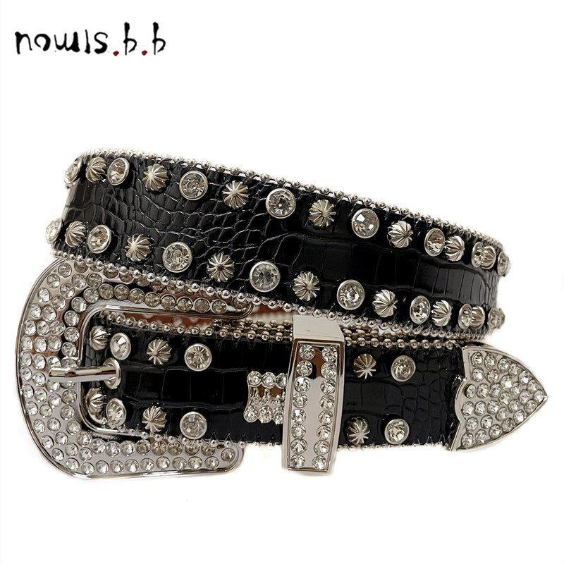 Ремни в стиле панк-рок со стразами в стиле вестерн, модные роскошные ремни с шипами, блестящие ремни с бриллиантами, ковбойский ремень для ковбойских девушек, готические джинсы
