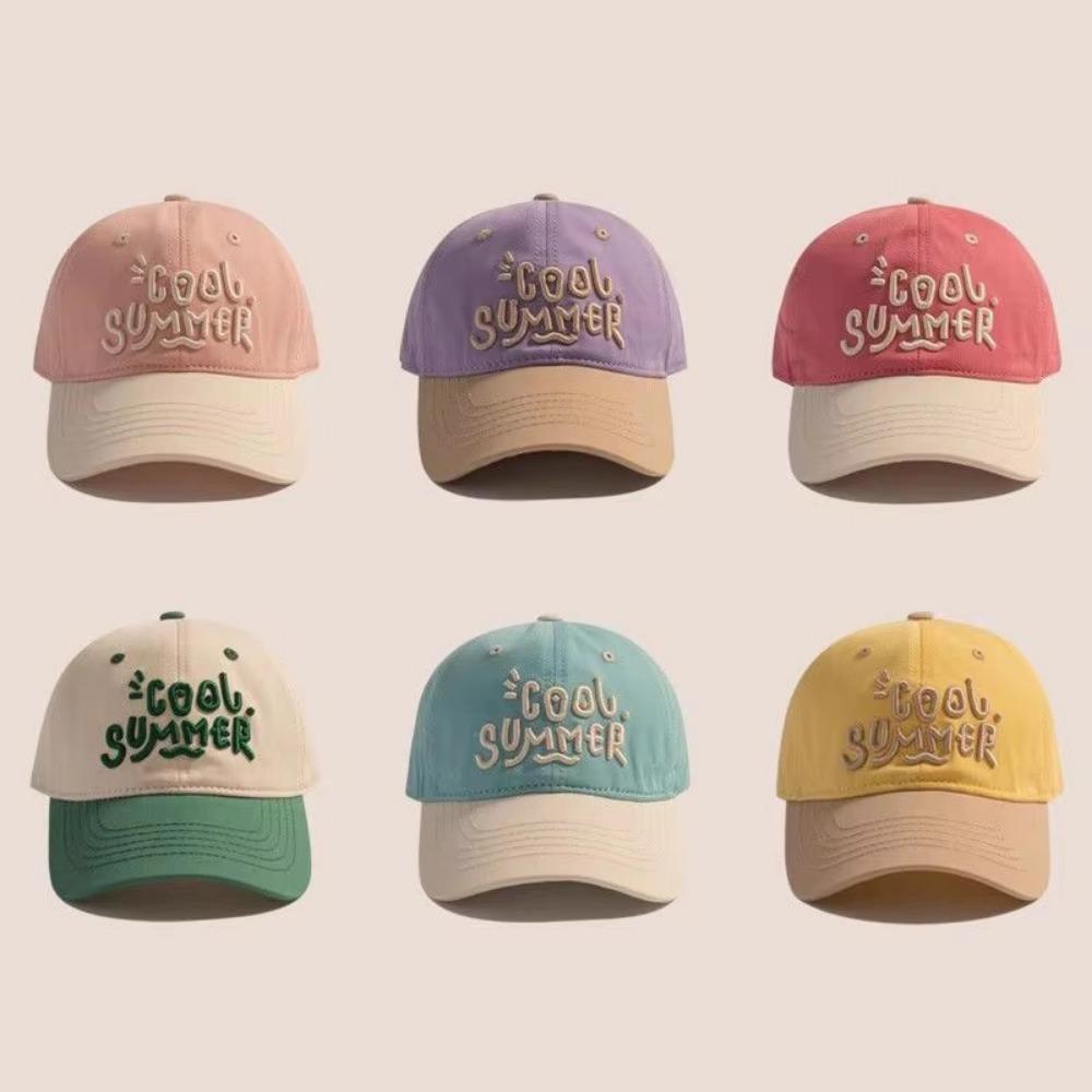 Contrasting Color Sun Shading Hat Embroidery Baby Duckbill Hats For 2-7Year Boys Girl