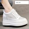 10CM 8CM Genuine Leather Women Shoes White Skateboard Sneakers Platform Wedge Shoes Air Mesh Hollow Breathable