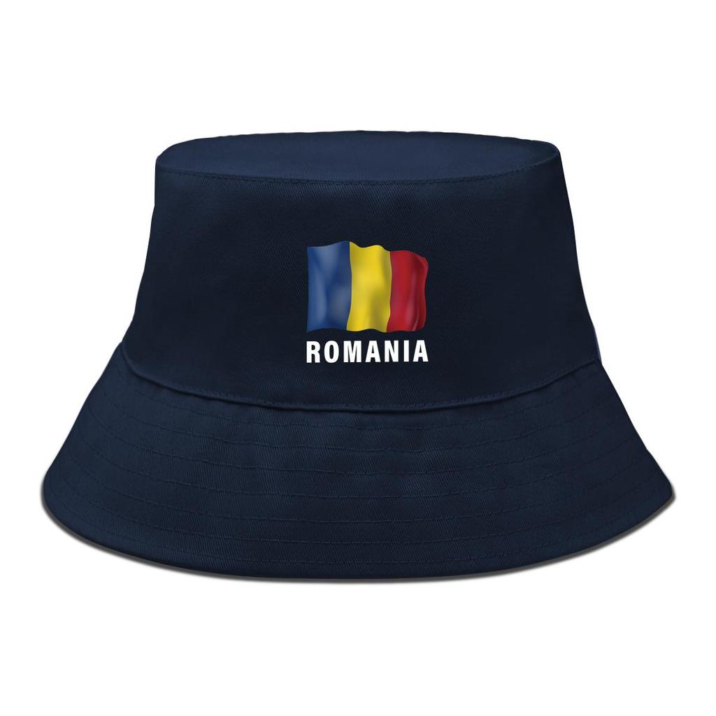 Bucket Hat With Romania Flag Print , Patriotic Men's Hat Simple Lightweight Reversible Beach Hat