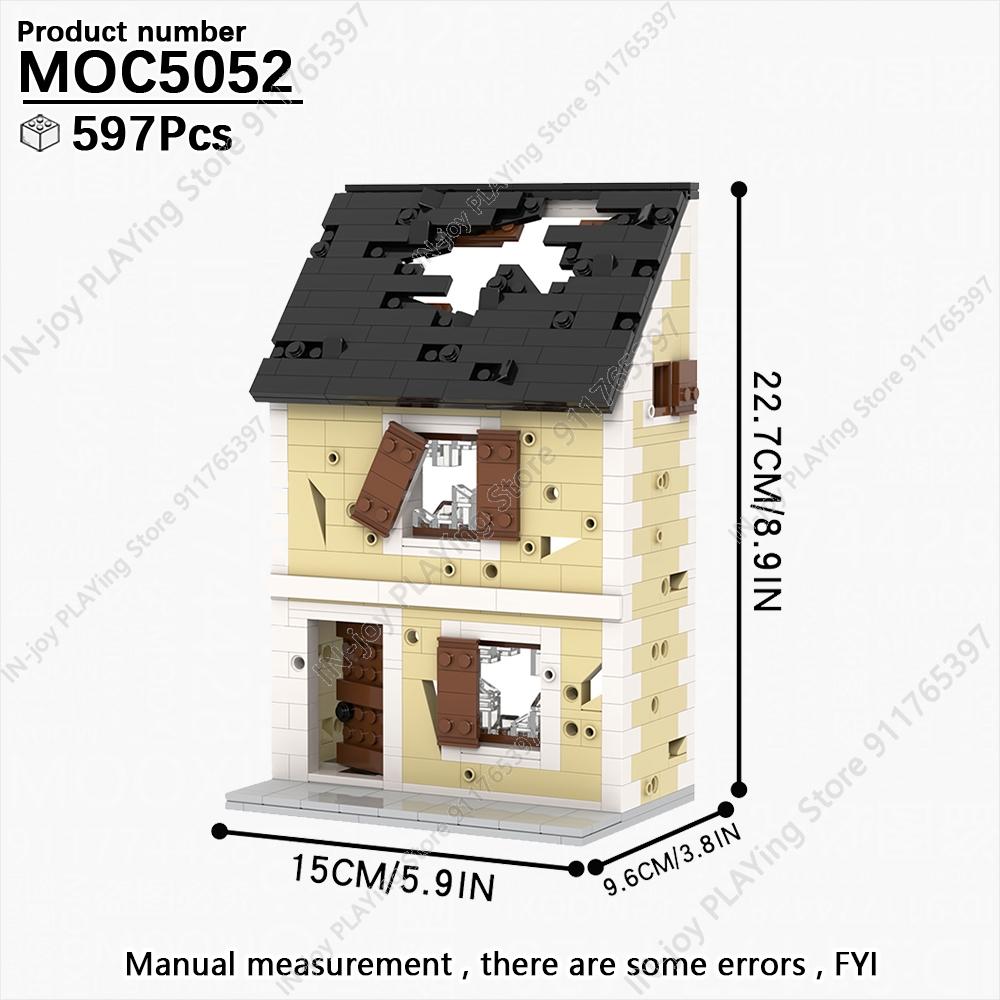 MOOXI Имитация военной войны Строительные блоки Вторая мировая война Руины поля боя Артиллерийская пушка Модель MOC Кирпичи Набор для взрослых Игрушка для мальчиков