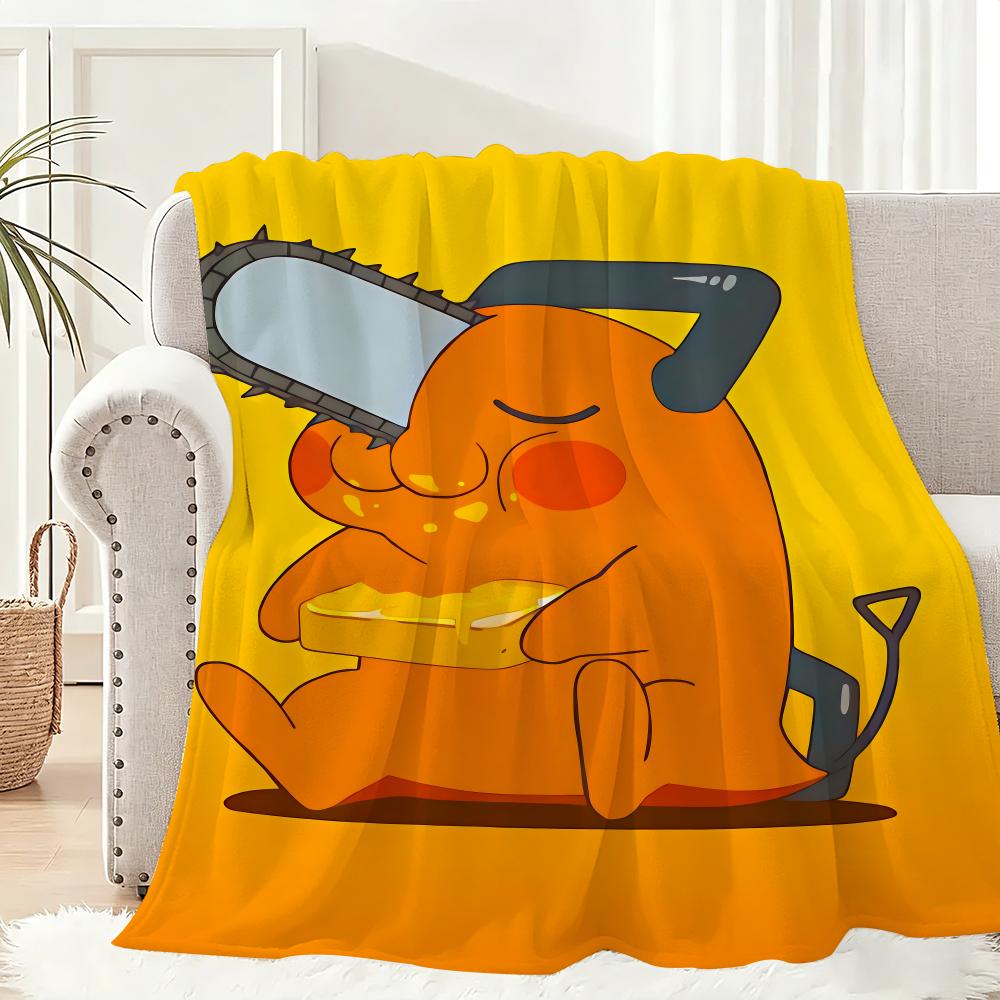 Chainsaw Man Pochita anime Throw Lightweight 240g Flannel Blanket Soft Skin-friendly for Summer Cooling