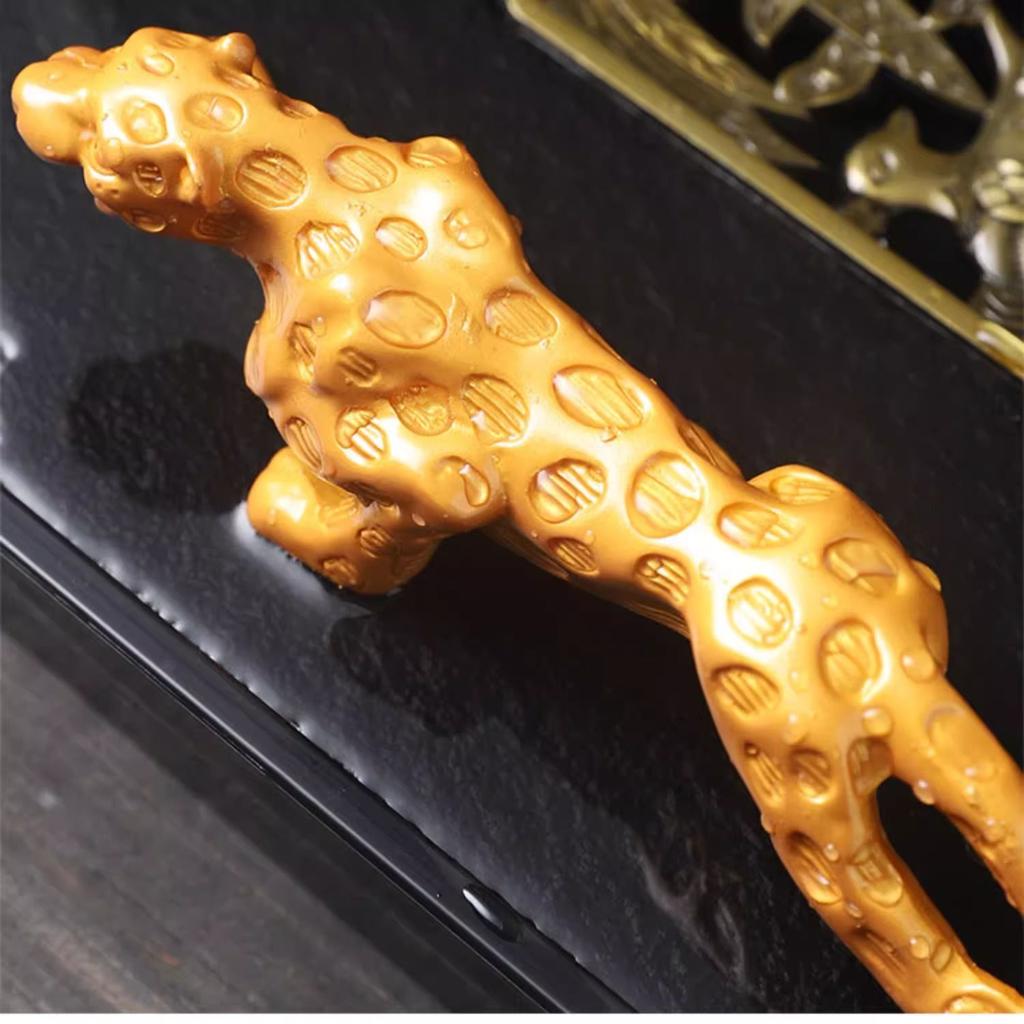 Меняющая цвет золотая фигурка чайного питомца «Леопард», декор приборной панели автомобиля на удачу, креативный подарок для чайной церемонии, премиальное качество