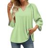 Women's Summer Casual 3/4 Sleeve T-Shirt Solid V Neck Pullover Top