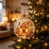 Battery Operated Christmas Ornaments Lighted Clear Ball Ornaments, Cute Santa Claus/Tree/Snowman/Angel Figure Inside Seasonal Gift with Warm Light The