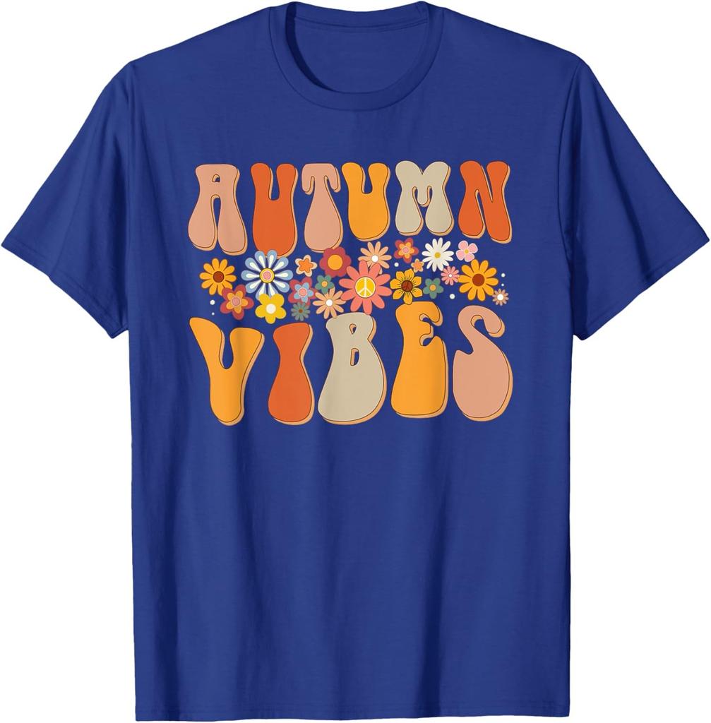 Autumn Vibes Groovy Design Fall Lover Thanksgiving Unisex T-Shirt