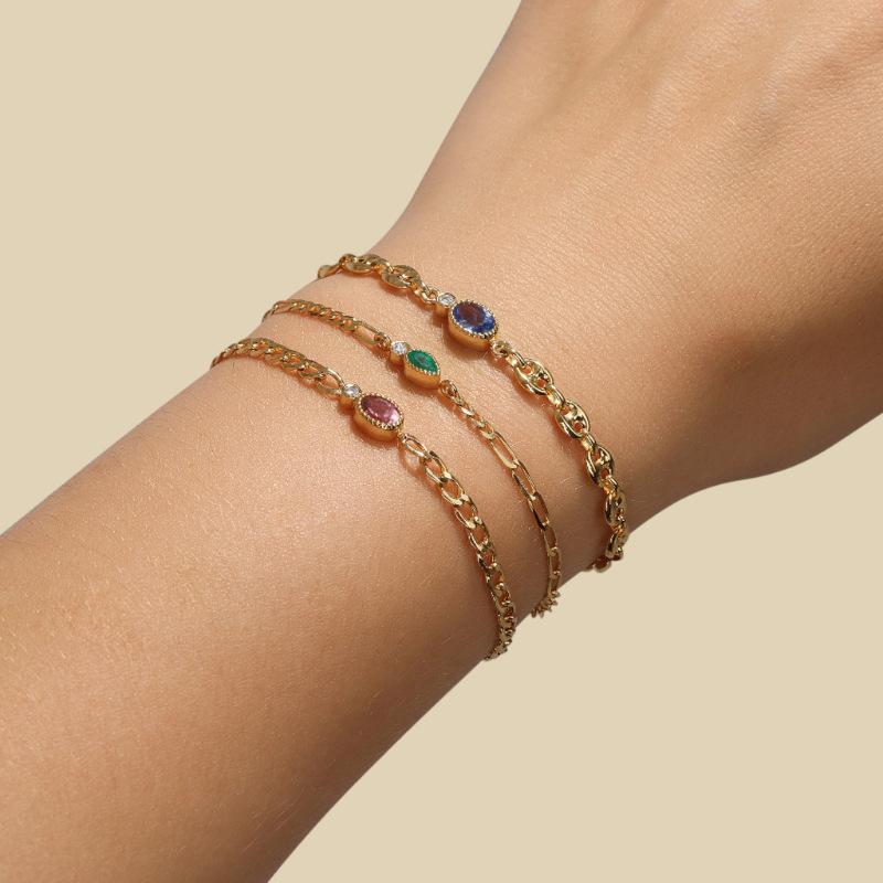 Bracelet Color Zircon Pendant Stainless Steel Fashion Personality Bracelet Electroplating 18K Color Retention