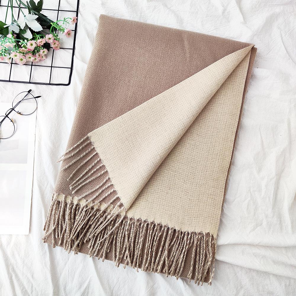 Thickened Solid Color Double Sided Imitation Cashmere Scarf Autumn and Winter Atmosphere Women's High End Versatile Men's Scarf Warm Shawl