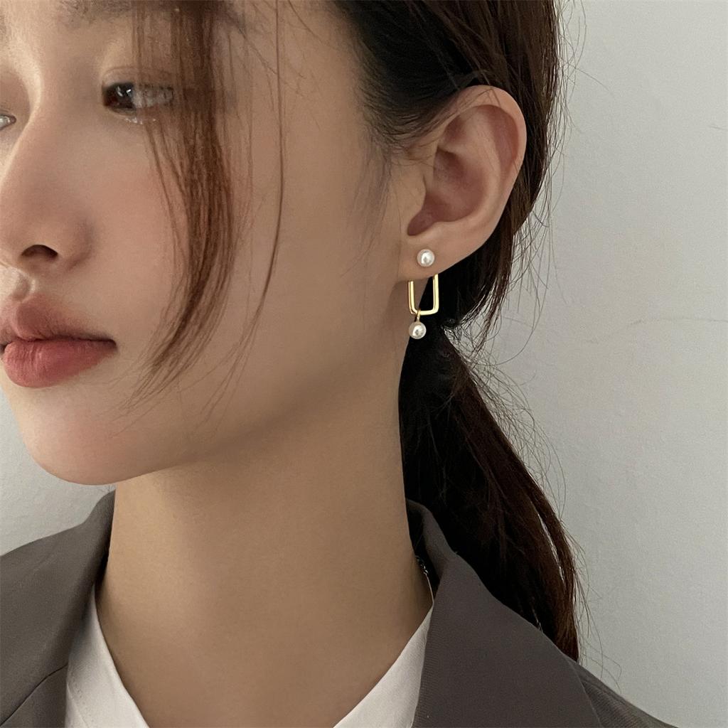 Съемная квадратная подвеска с жемчужиной, серьги-гвоздики, серебряные игольчатые украшения, модные, изысканные, простые и высококачественные украшения для ушей, для женщин