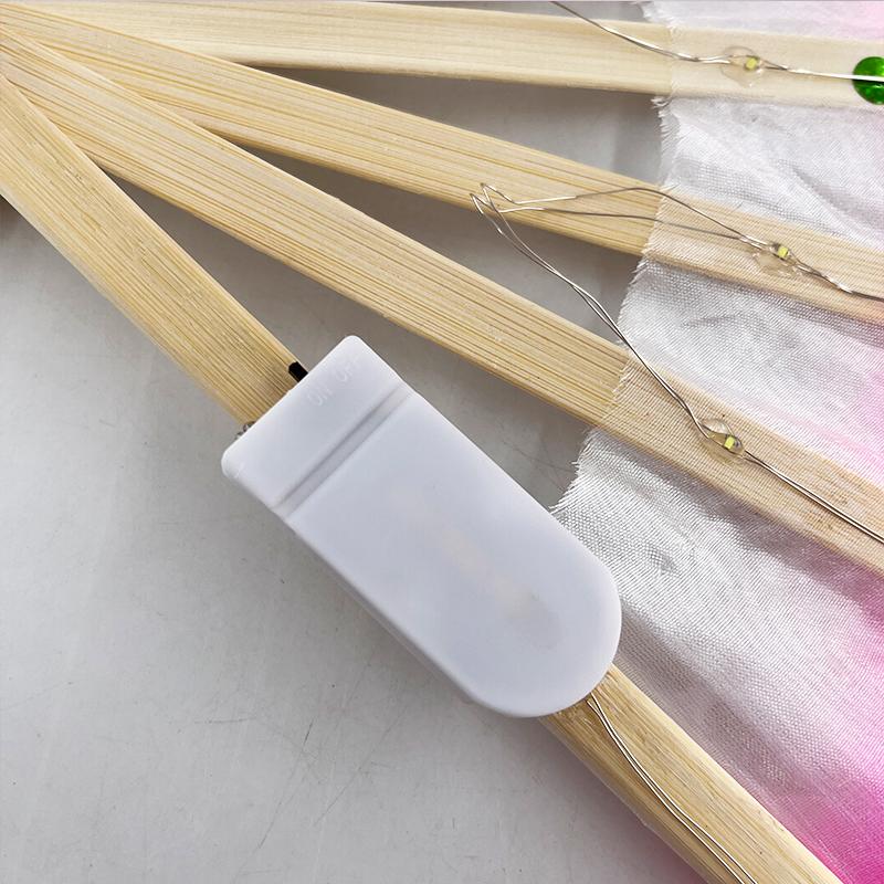 10 inch Glowing Dance Fan Fluorescent Chinese Silk Folding Hand Fan for Dancing Party Stage Performance Supplies
