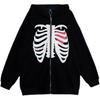 Y2K Gothic Women Oversized Hoodie Skull Print Street Fashion Loose Zipper Sweatshirt Hip Hop Harajuku Trend