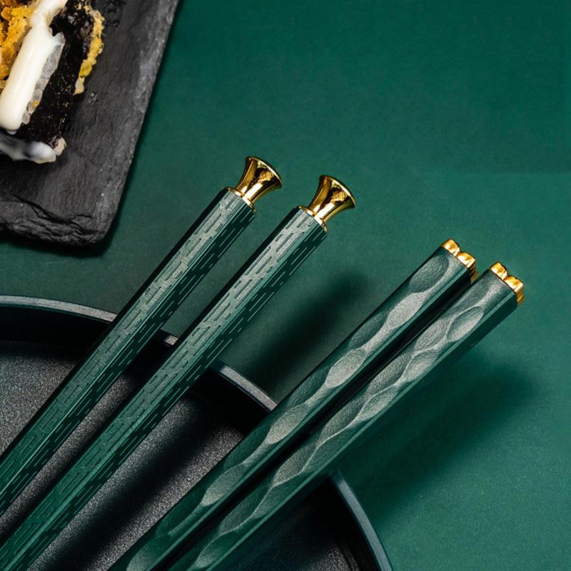 5 пар зеленого золота, японские китайские палочки для еды, еда, палочки для суши, многоразовый сплав, корейский набор палочек для еды, здоровая кухонная посуда