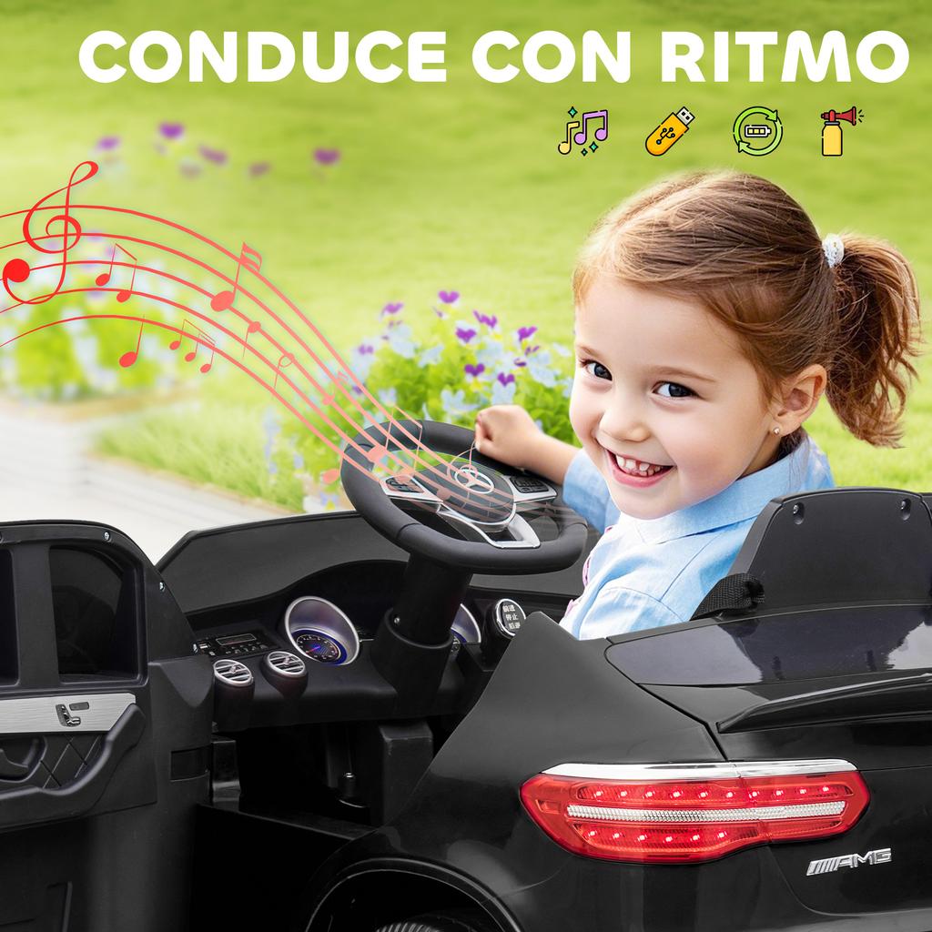 Electric Car, Mercedes Licensed, for Children 3+, 12 V, Remote, 115 x 70 x 55 cm, Black