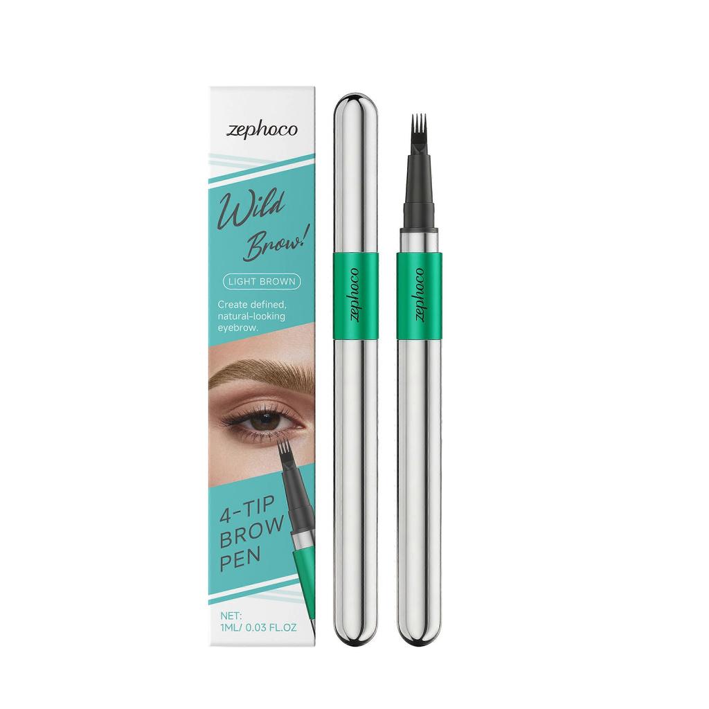 The Zephoco Three-Dimensional Natural Four-Pronged Eyebrow Pencil Is Light Brown And Can Hold Makeup For Daily Use Without Easily Smudding. It Is Easy
